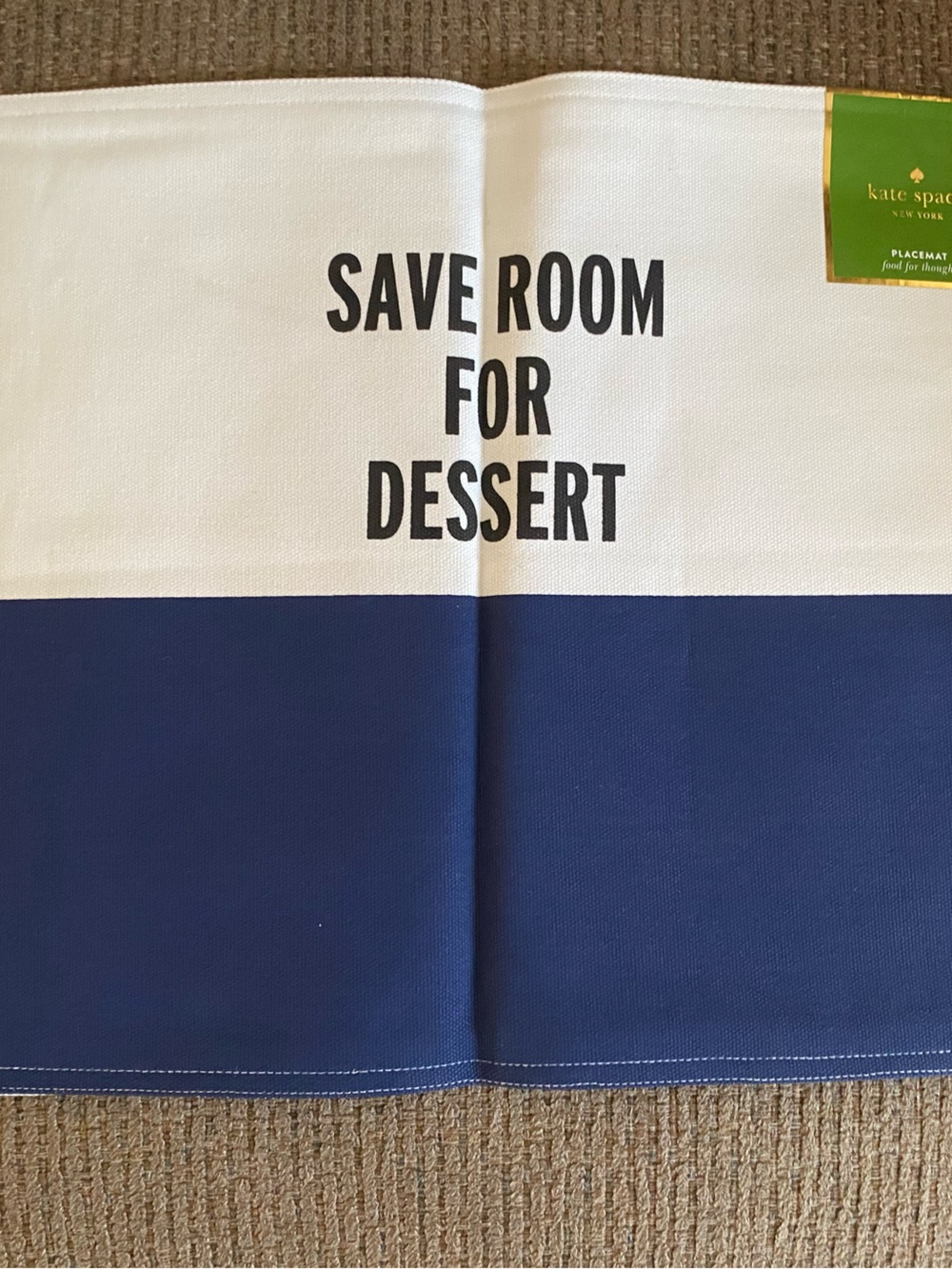 Kate Spade Placemat Save Room for Dessert - Navy and White
